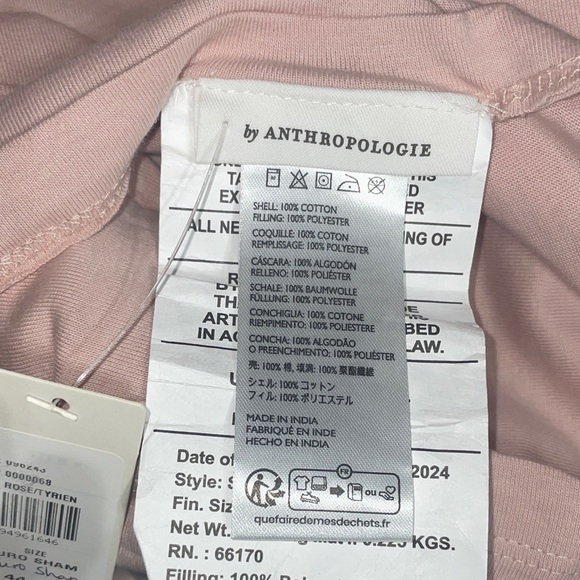 Anthropologie COTTON JERSEY CHANNEL-STITCH QUILTED EURO SHAM IN PINK NWT - Picture 6 of 6